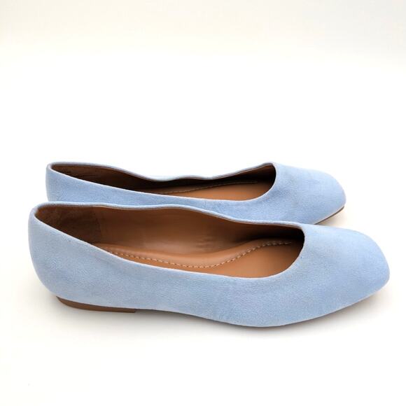 Nordstrom Rack Aspen Flat Shoes Faux Suede Square Toe Blue Size US7.5M EU38 - Picture 3 of 11